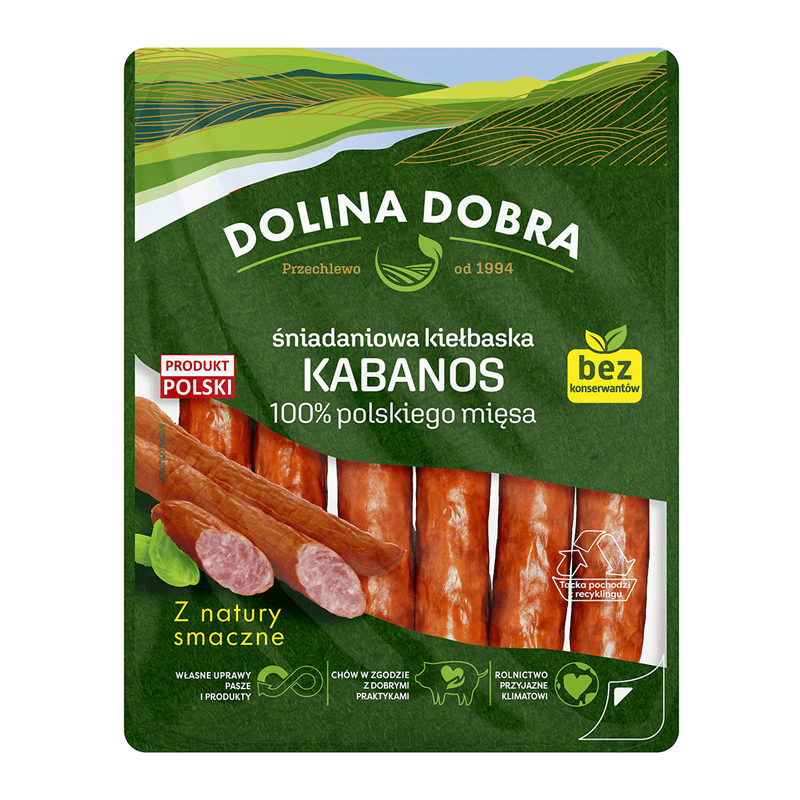 DOLINA DOBRA Śniadaniowa kiełbaska kabanos 200 g