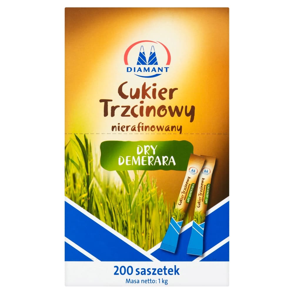 DIAMANT Cukier trzcinowy nierafinowany Dry Demerara w saszetkach (200 x 5 g) 1000 g
