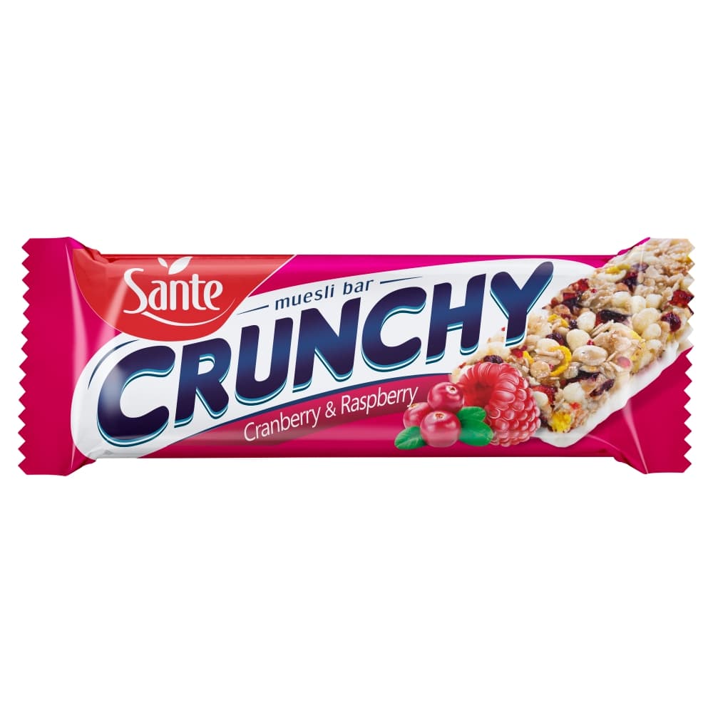 SANTE CRUNCHY Baton żurawinowo-malinowy w polewie waniliowej 40 g