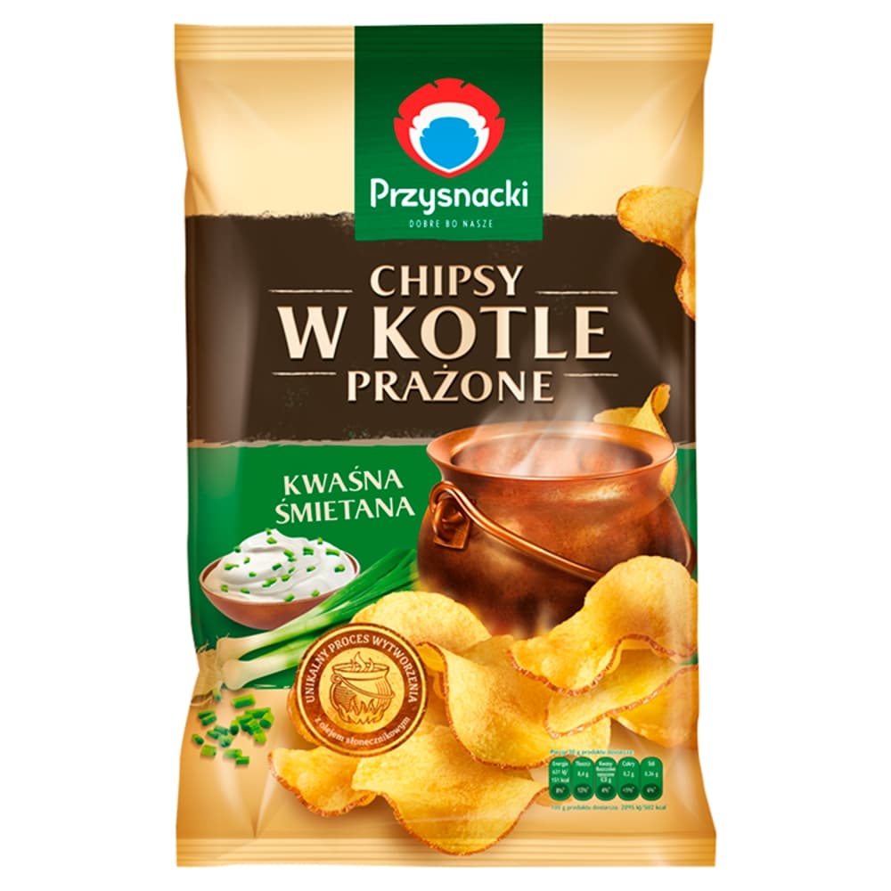 PRZYSNACKI Chipsy w kotle prażone o smaku kwaśnej śmietany 125 g