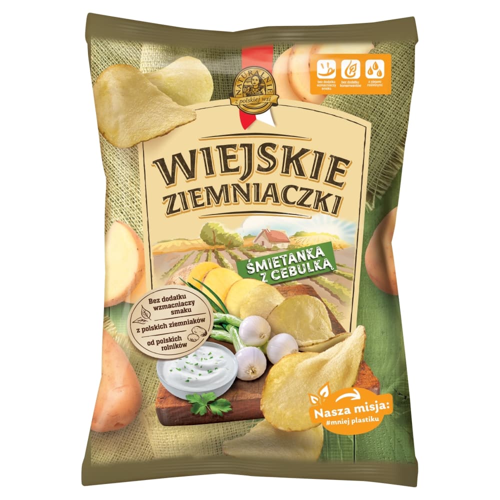 Chipsy Śmietanka z Cebulką Wiejskie Ziemniaczki 130g