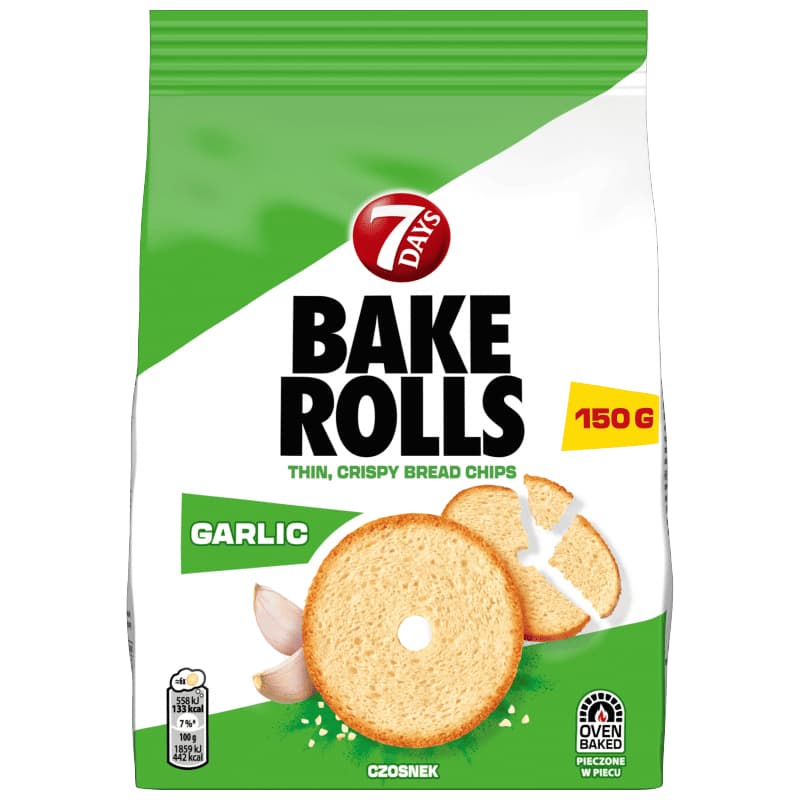 7 DAYS BAKE ROLLS Chrupki chlebowe czosnek 150 g