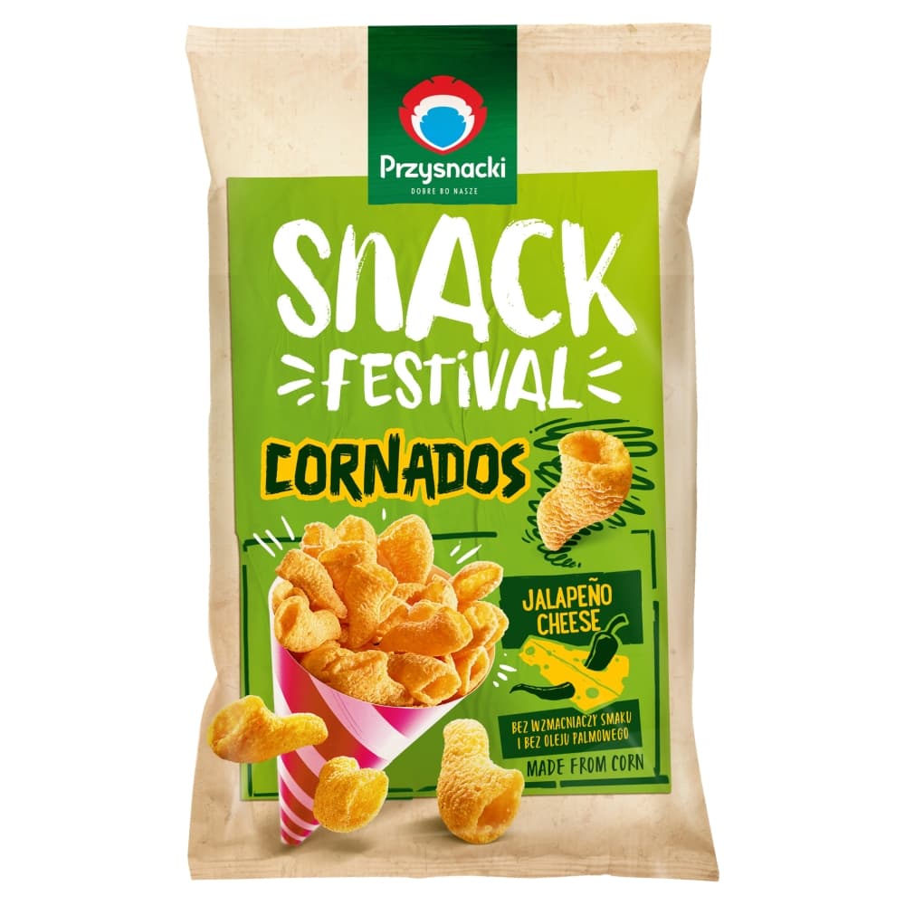 PRZYSNACKI SNACK FESTIVAL Przekąski kukurydziane Cornados ser & jalapeno 110 g