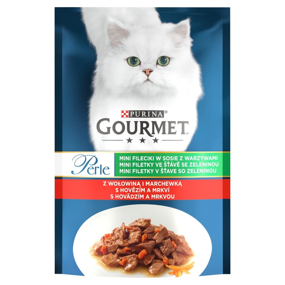 PURINA GOURMET PERLE Karma dla kotów z wołowiną i marchewką 85 g