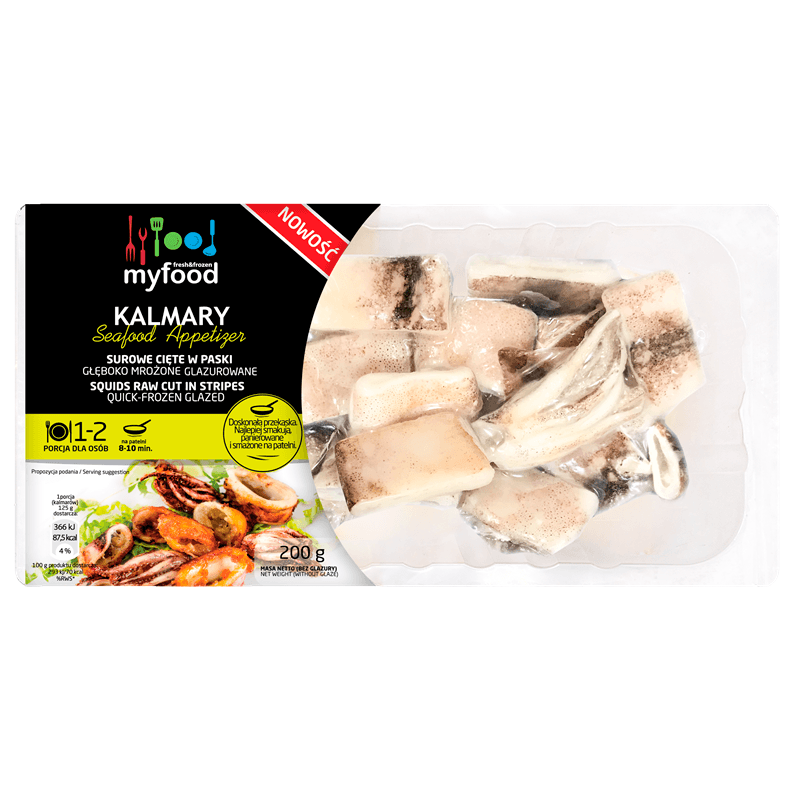 MYFOOD Kalmary surowe cięte w paski mrożone 250 g