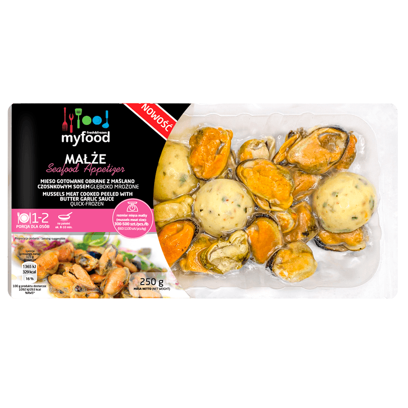 MYFOOD Mięso małży gotowane z masełkiem czosnkowym mrożone 250 g