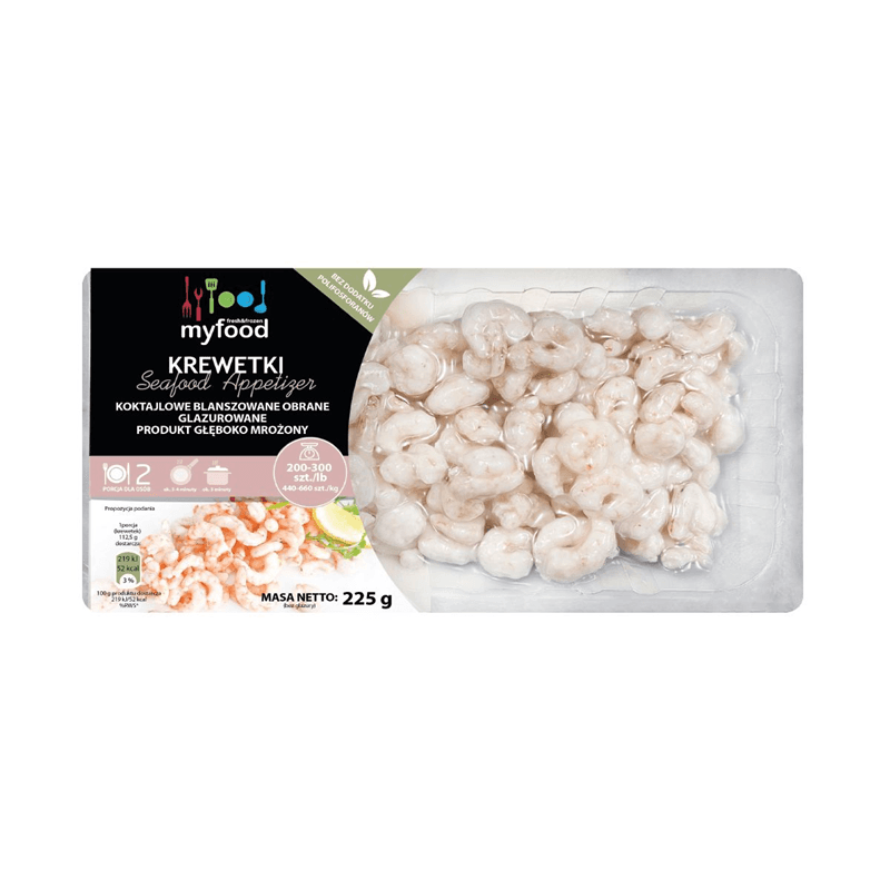 MYFOOD Krewetki koktajlowe obrane mrożone 225 g