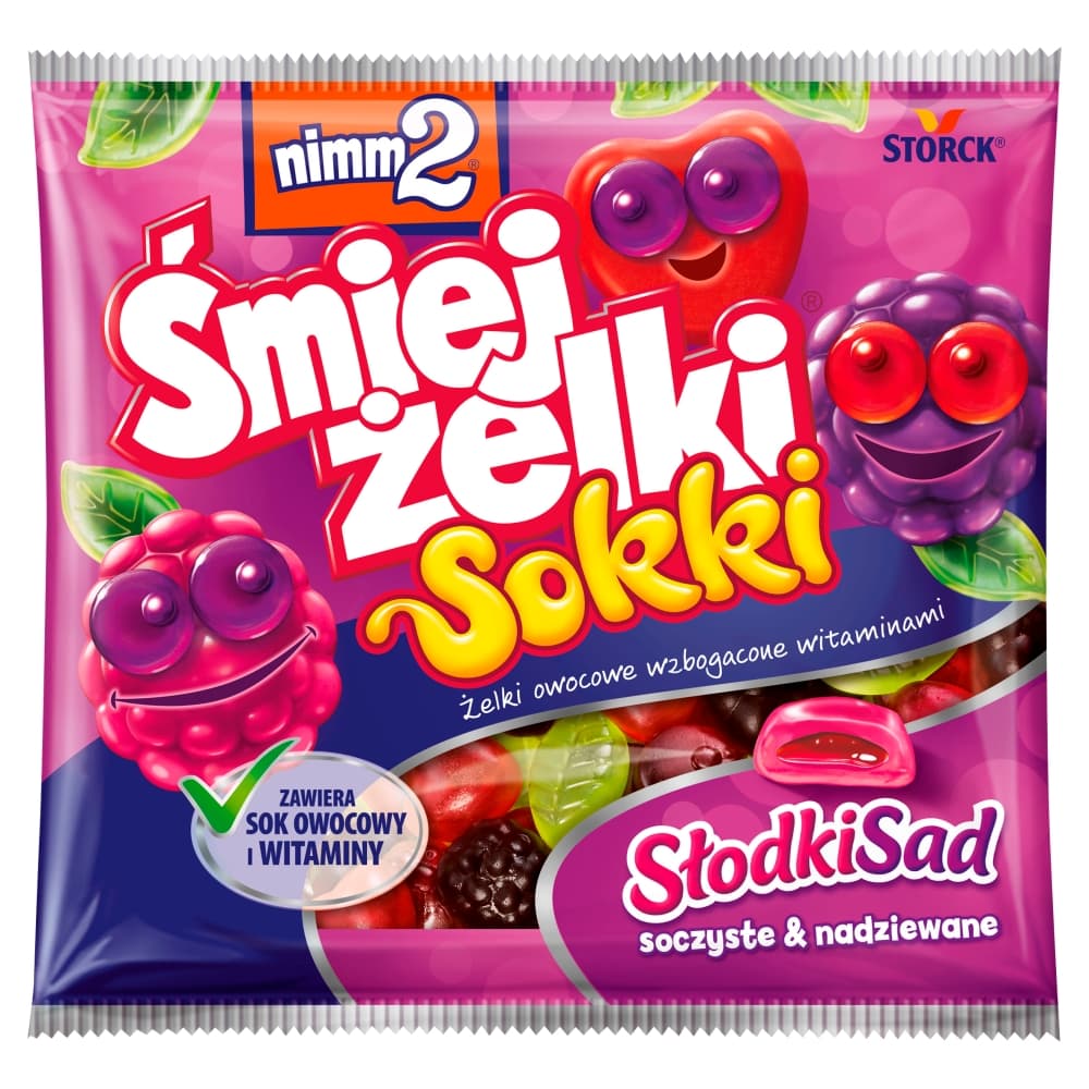 NIMM2 SMIEJŻELKI SOKKI Żelki owocowe wzbogacone witaminami Słodki Sad 90 g