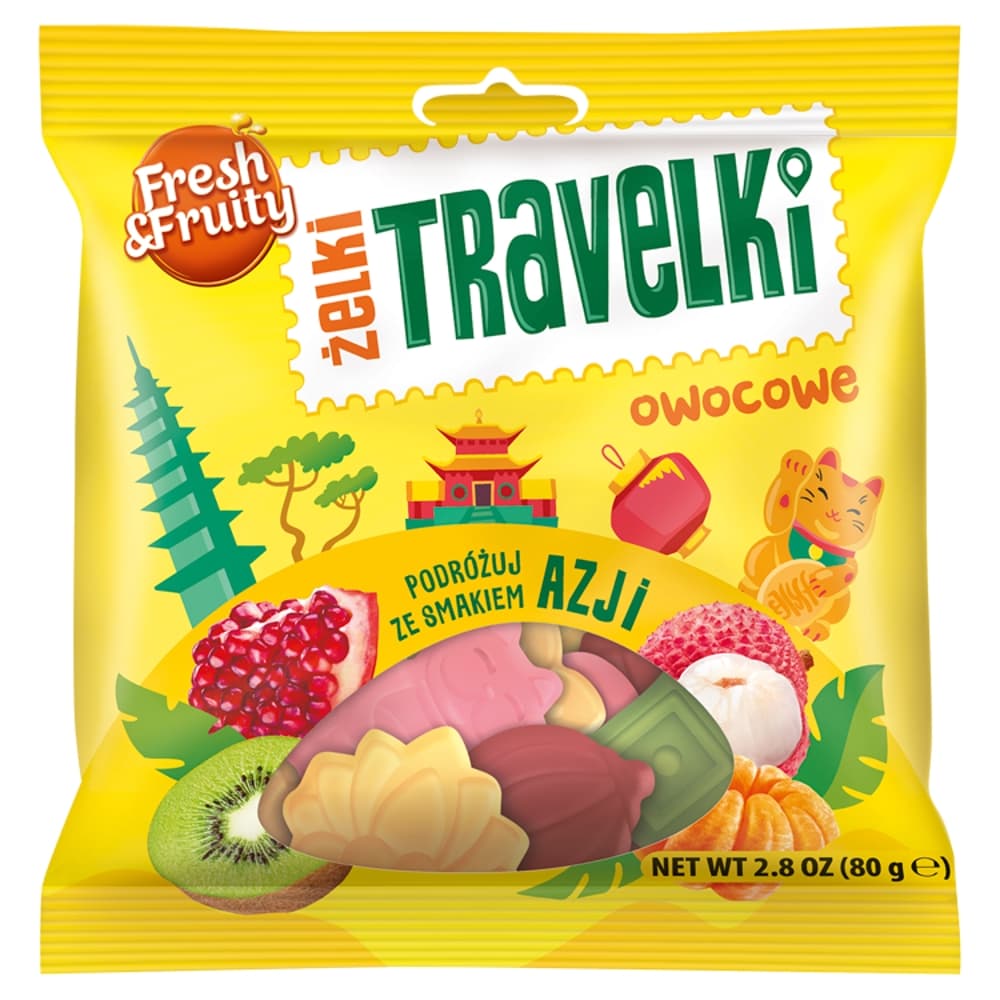 WAWEL FRESH & FRUITY Żelki travelki owocowe smaki Azji 80 g