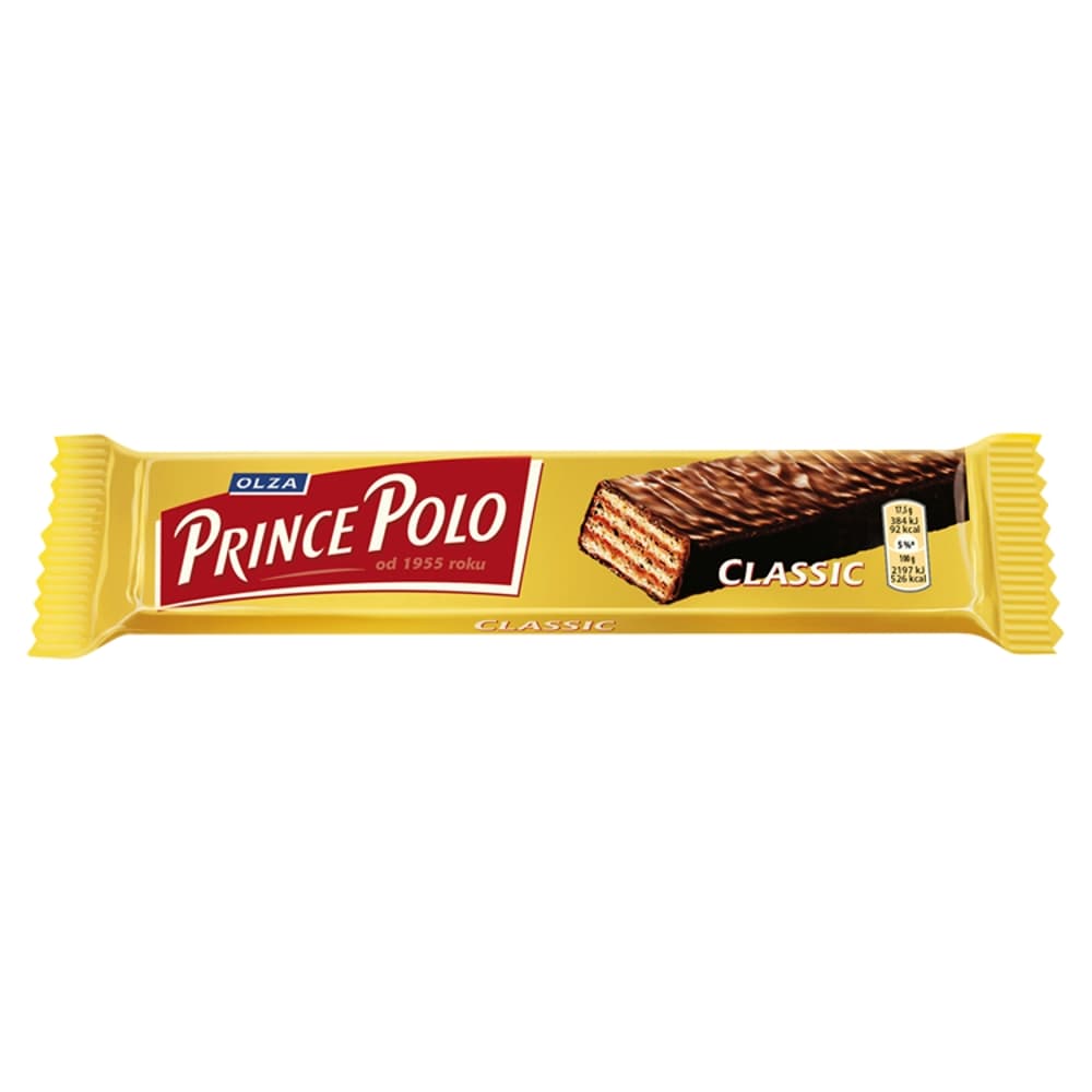 PRINCE POLO Kruchy wafelek z kremem kakaowym oblany czekoladą Classic 17 g