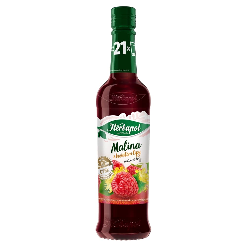 HERBAPOL Syrop o smaku malinowym z kwiatem lipy 420 ml