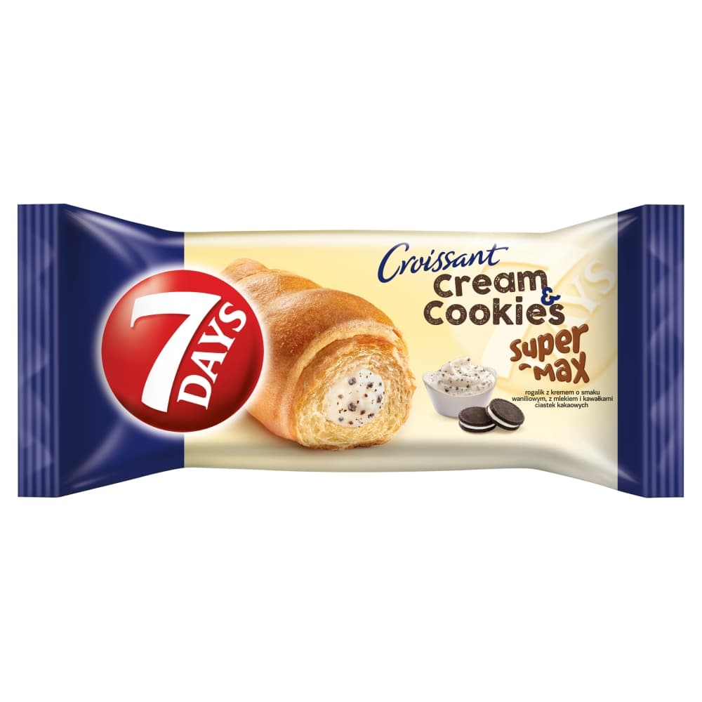 7 DAYS SUPER MAX Rogalik z kremem waniliowym i kawałkami ciastek 110 g