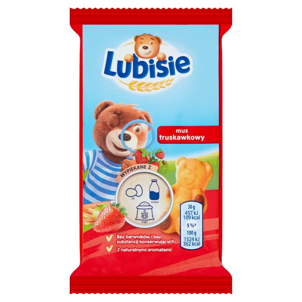 LUBISIE Ciastko biszkoptowe z nadzieniem truskawkowym 30 g