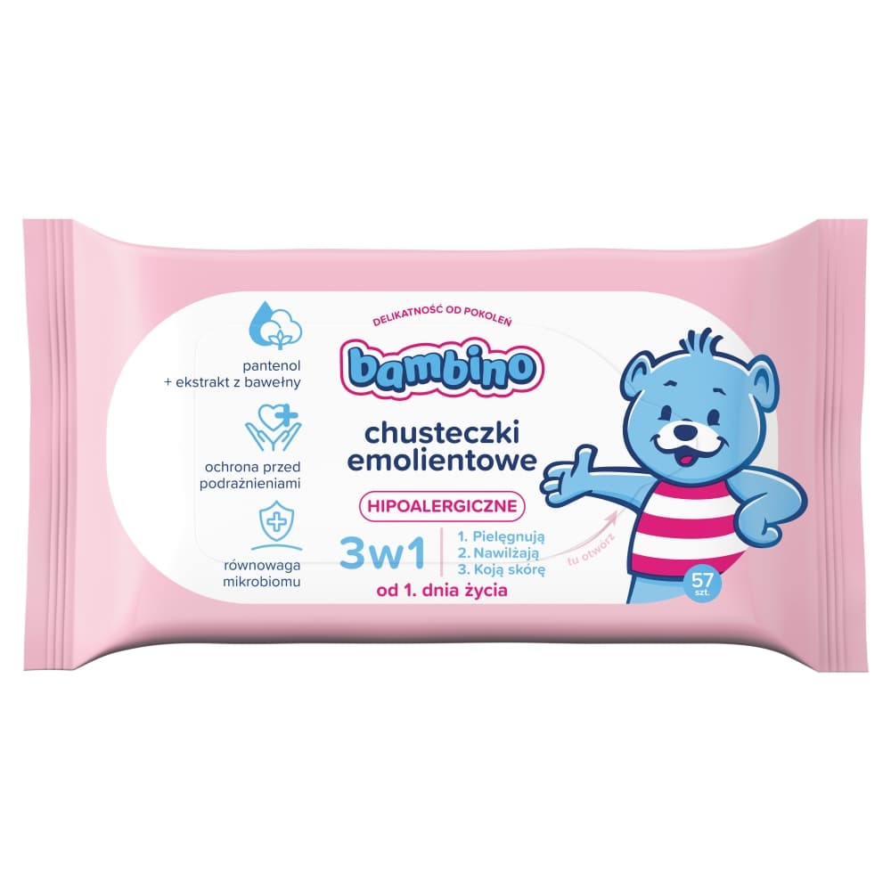 BAMBINO Chusteczki emolientowe 3w1 57 szt.