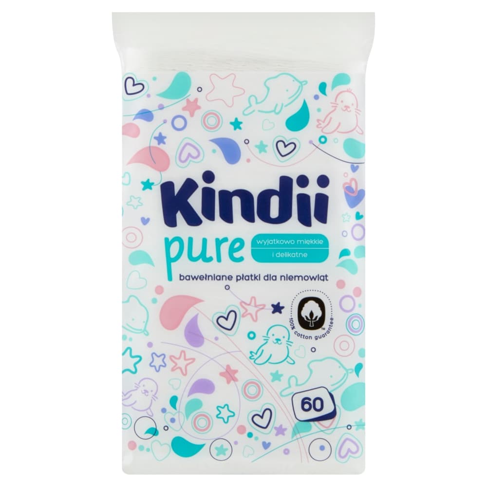 KINDII PURE Bawełniane płatki dla niemowląt 60 szt.