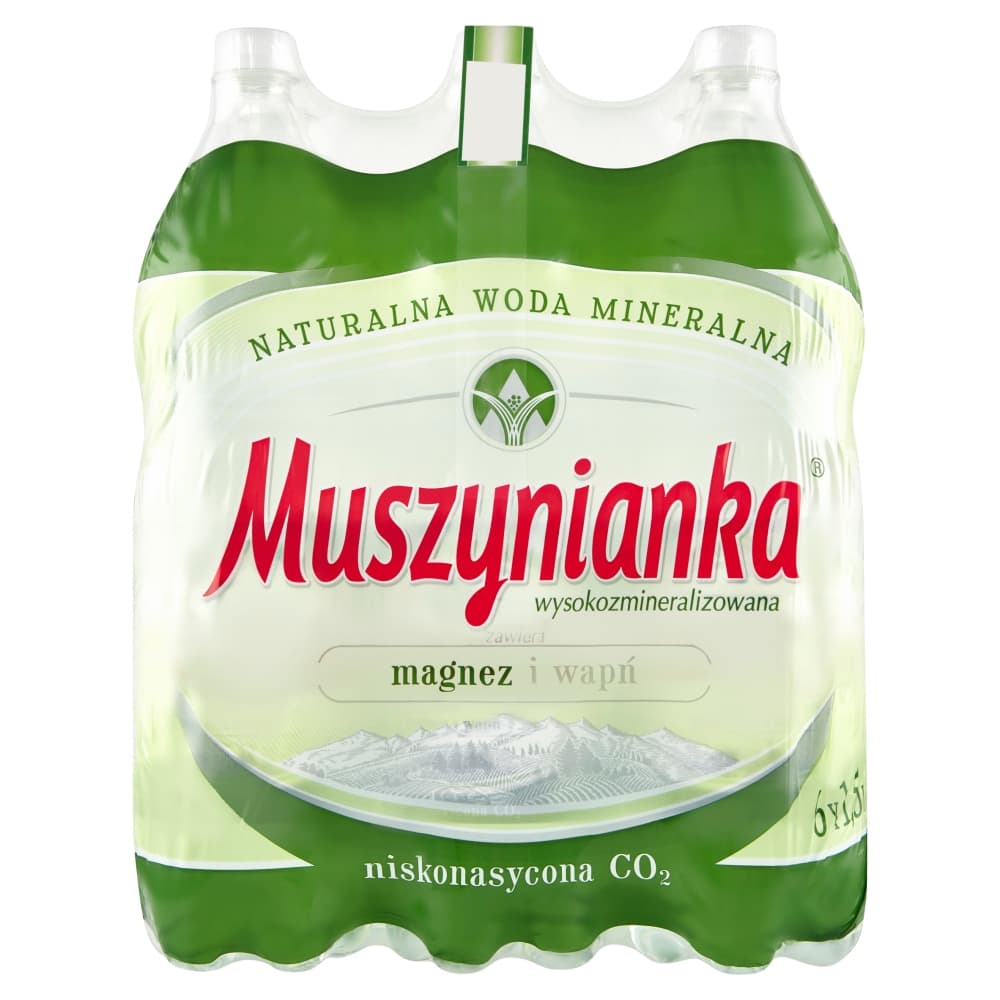MUSZYNIANKA Niskonasycona CO2 naturalna woda mineralna 6-pak 9000 ml