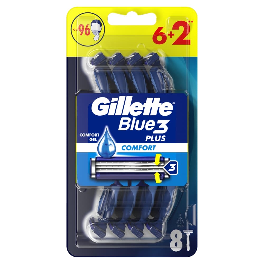 GILLETTE BLUE 3 PLUS COMFORT Maszynka jednorazowa do golenia dla mężczyzn 8 szt.