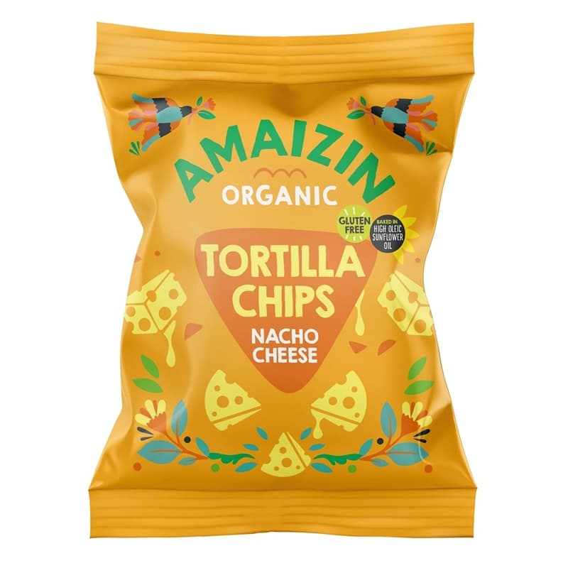 AMAIZIN Tortilla chipsy kukurydziane o smaku serowym bezglutenowe BIO 150 g