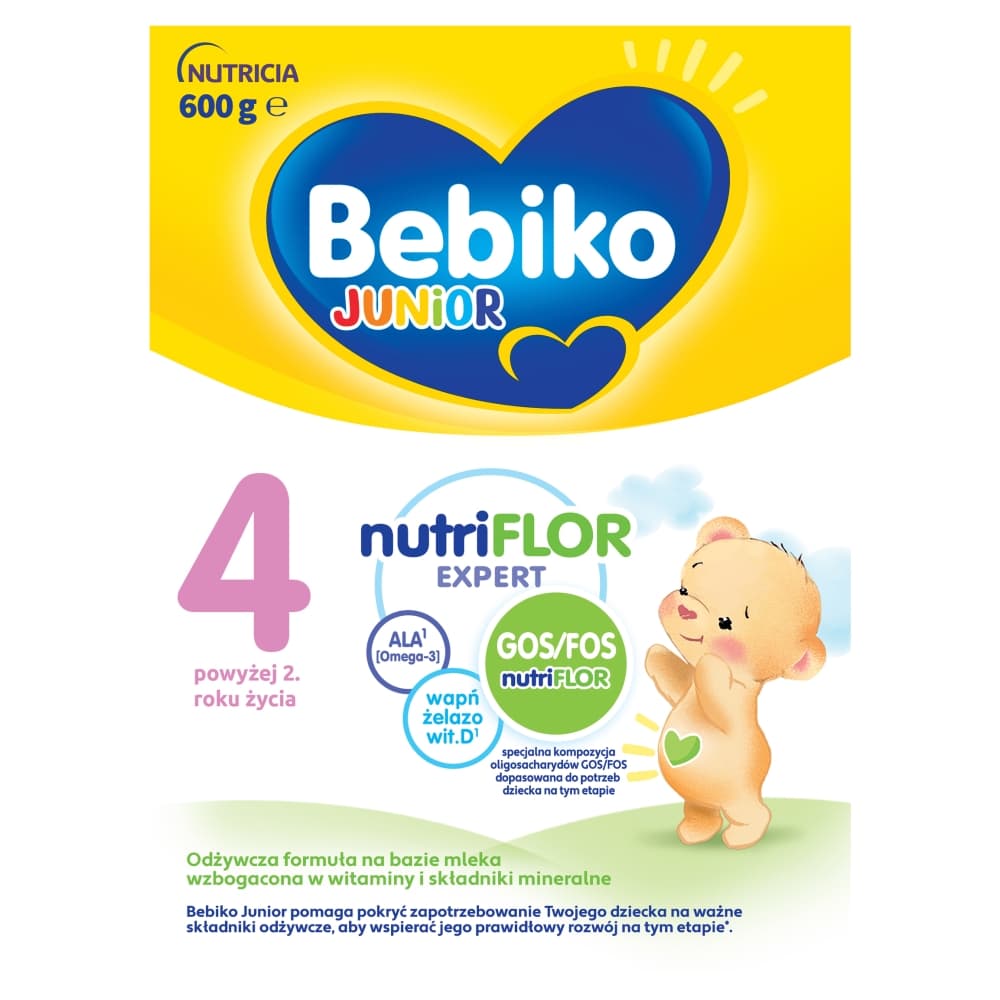 BEBIKO JUNIOR 4 Odżywcza formuła na bazie mleka dla dzieci powyżej 2. roku życia 600 g