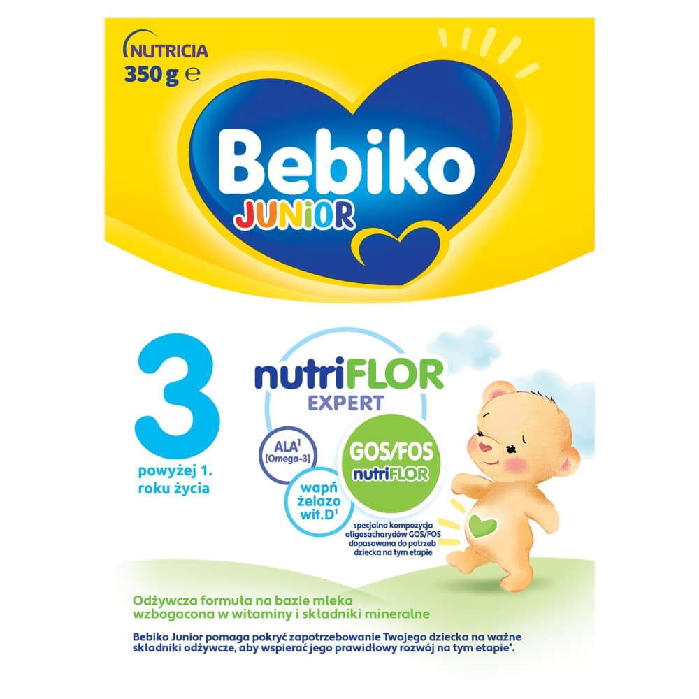 BEBIKO JUNIOR 3 Odżywcza formuła na bazie mleka dla małych dzieci powyżej 1. roku życia 350 g