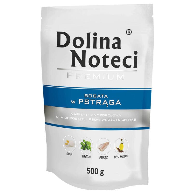 DOLINA NOTECI PREMIUM Mokra karma dla psa bogata w pstrąga saszetka 500 g