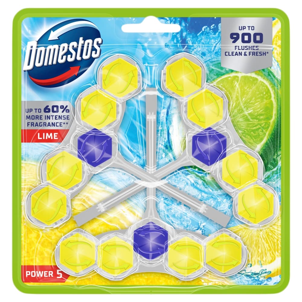 DOMESTOS POWER 5 Kostka toaletowa Lime 3x50 g
