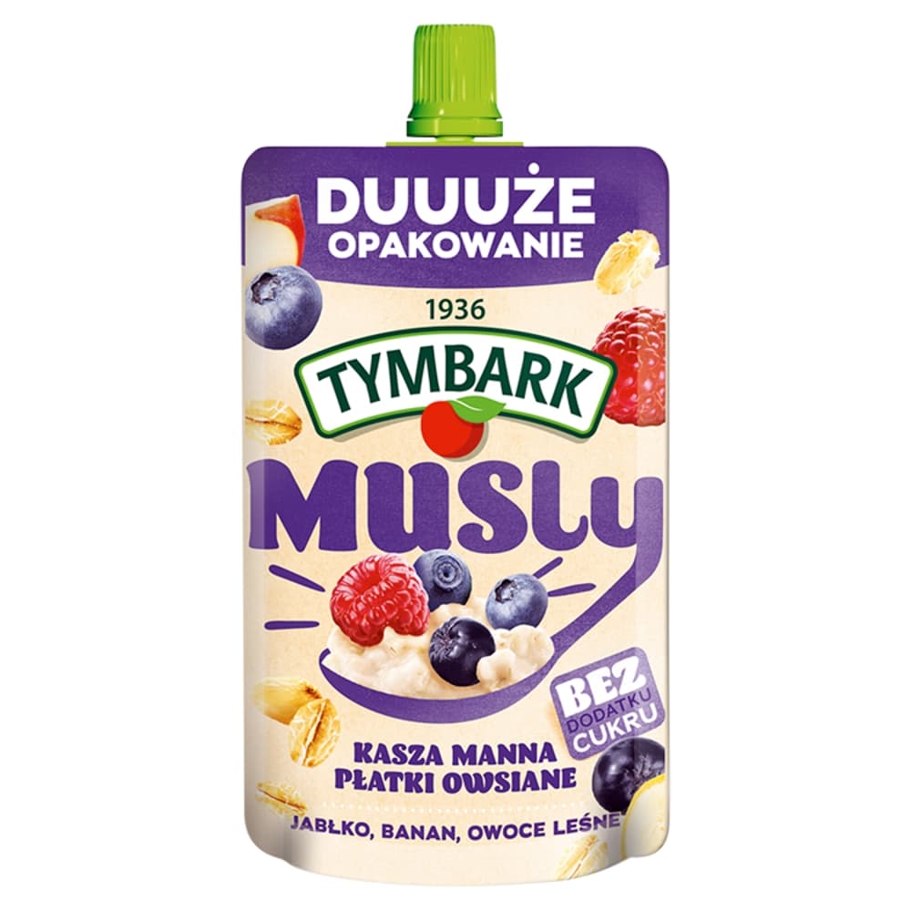 TYMBARK MUSLY Mus jabłko banan owoce leśne kasza manna i płatki owsiane 170 g