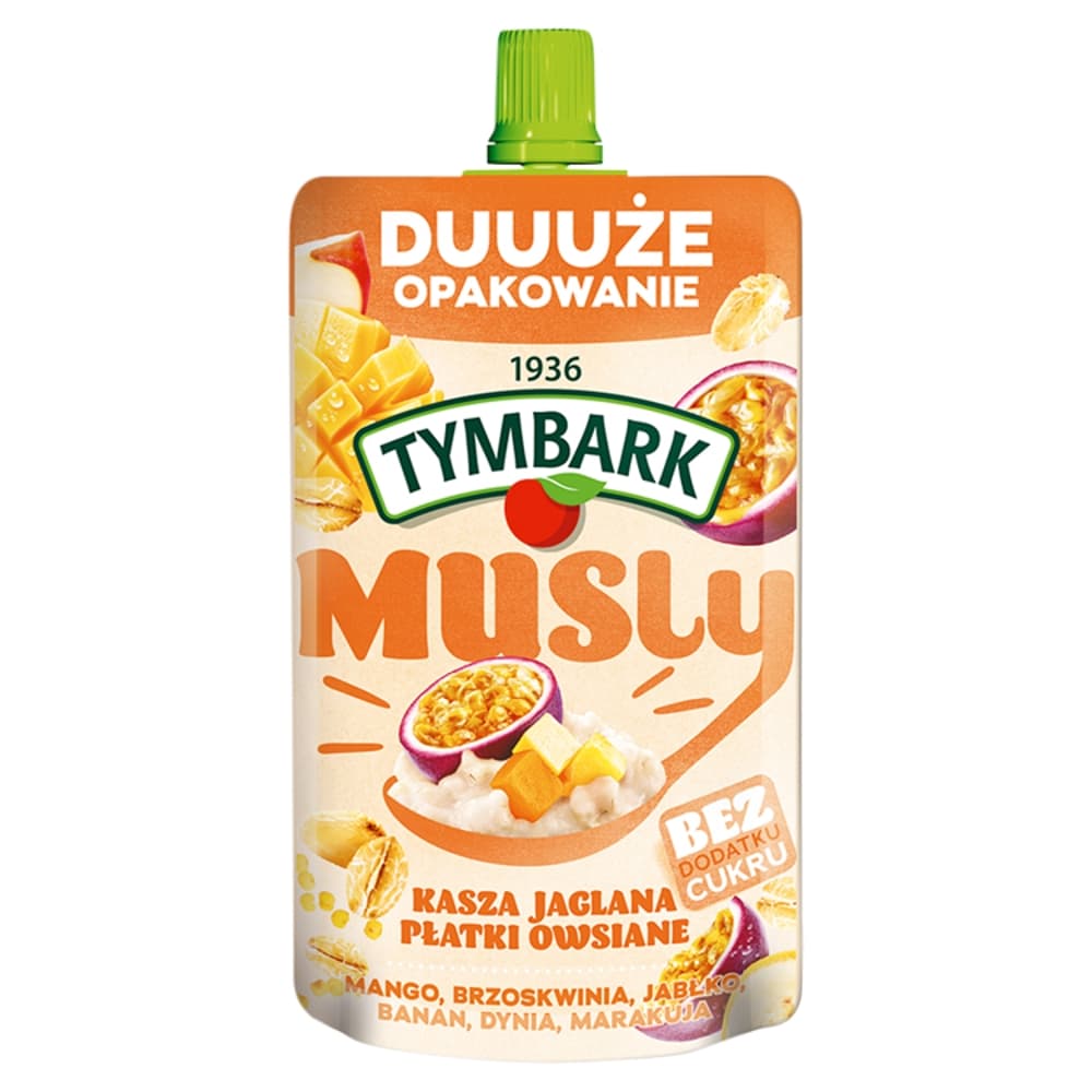 TYMBARK MUSLY Mus kasza jaglana płatki owsiane mango brzoskwinia 170 g
