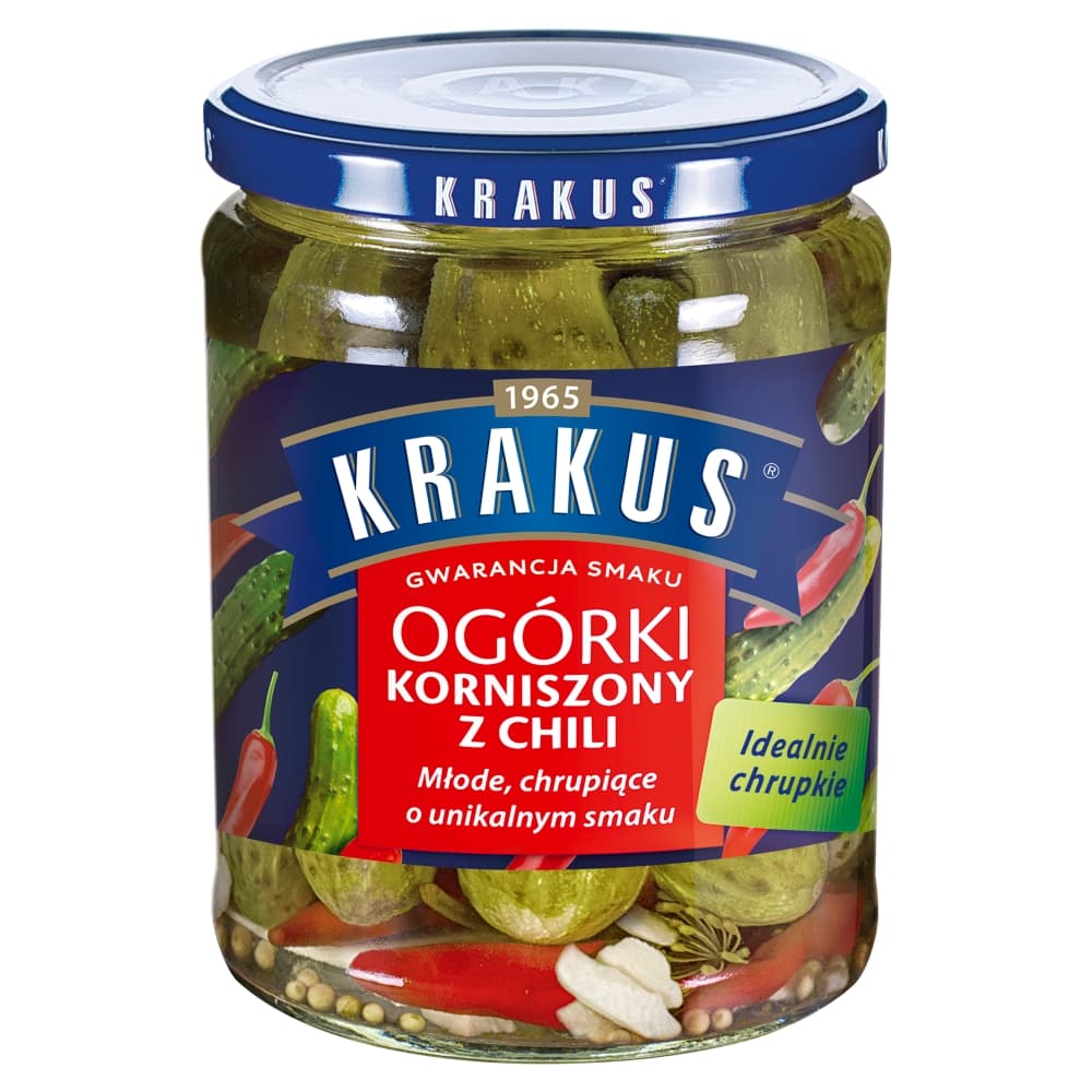 KRAKUS Ogórki korniszony z chili 500 g