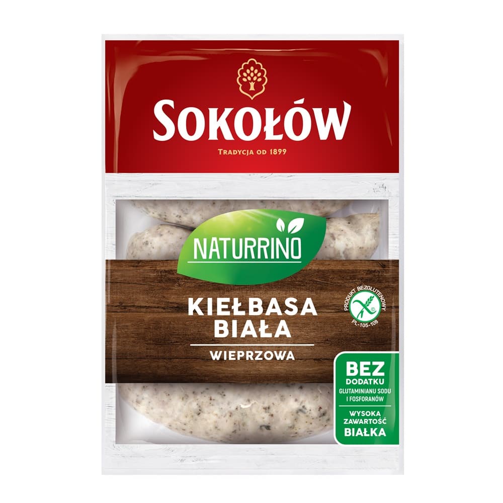 SOKOŁÓW NATURRINO Kiełbasa biała wieprzowa 520 g