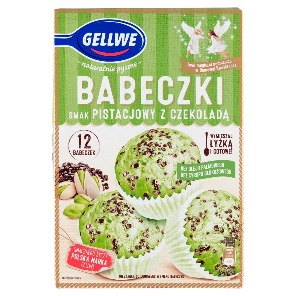 GELLWE Babeczki o smaku pistacjowym z czekoladą 290 g