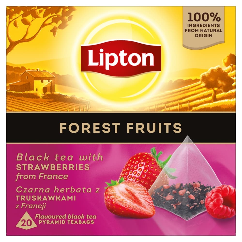 LIPTON Herbata czarna owoce leśne z truskawkami 20 szt. 30 g