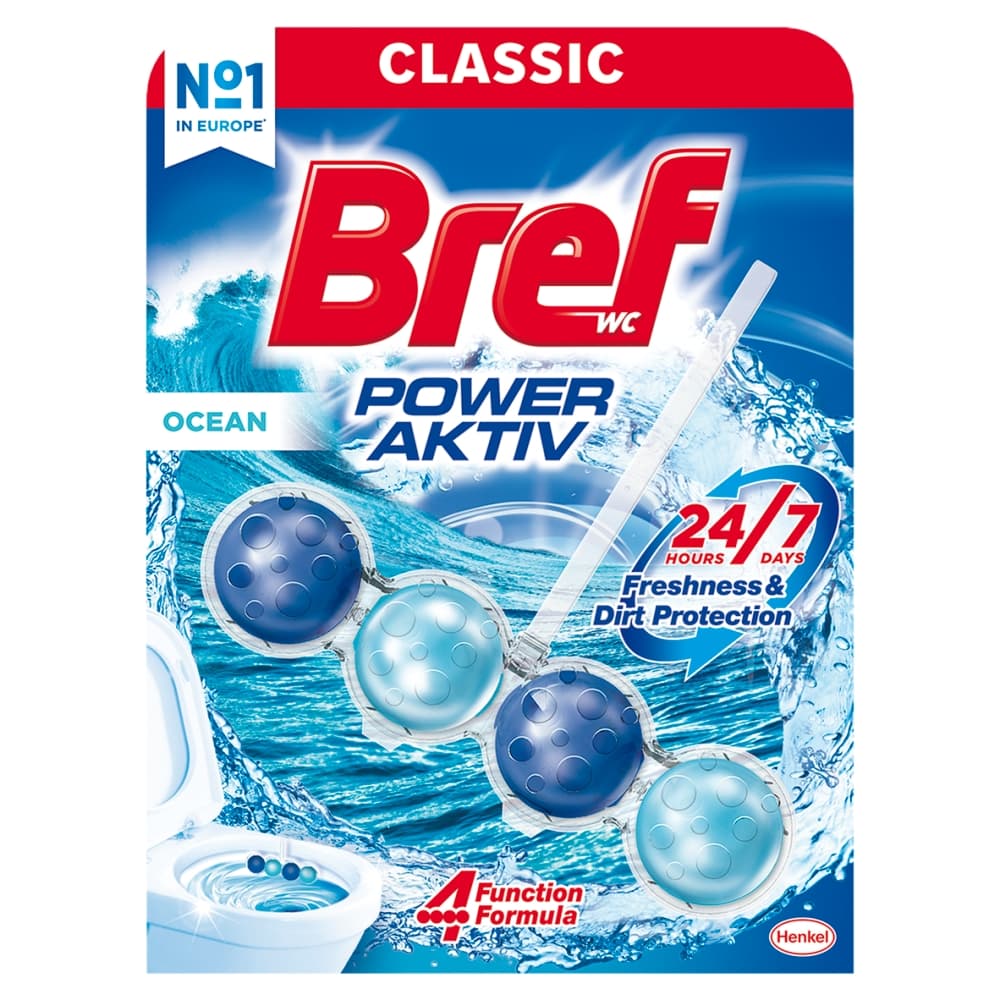 BREF POWER ACTIV Zawieszka myjąco-zapachowa do muszli WC Ocean 50 g