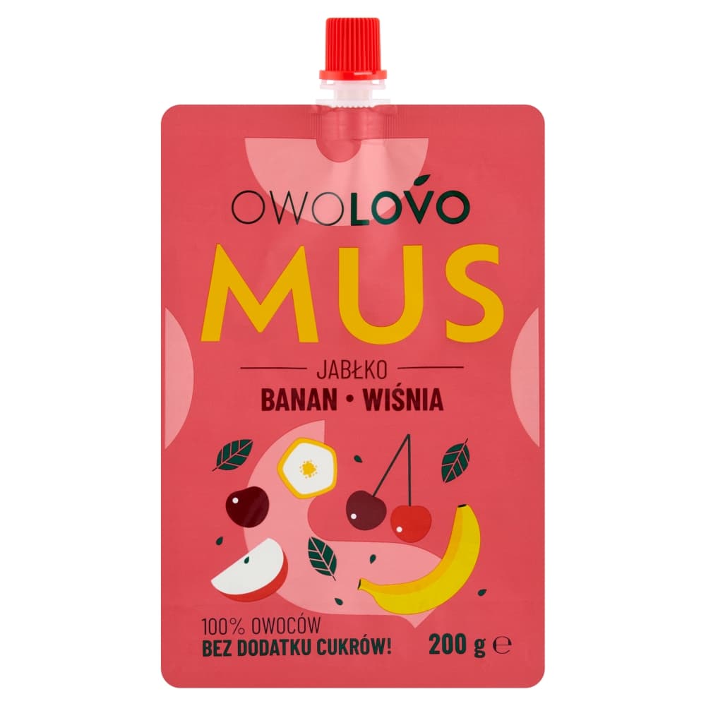 OWOLOVO Mus jabłko banan wiśnia 200 g