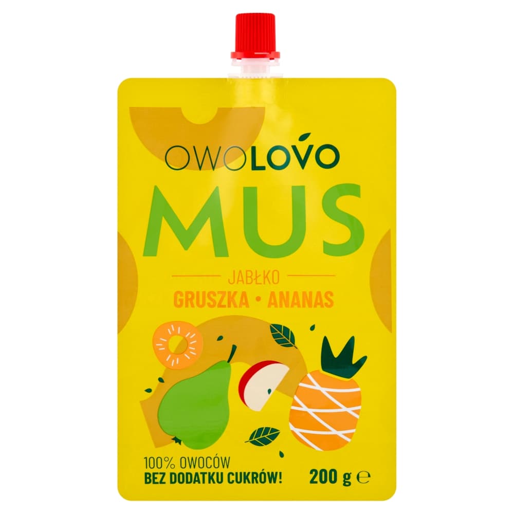 OWOLOVO Mus jabłko gruszka ananas 200 g