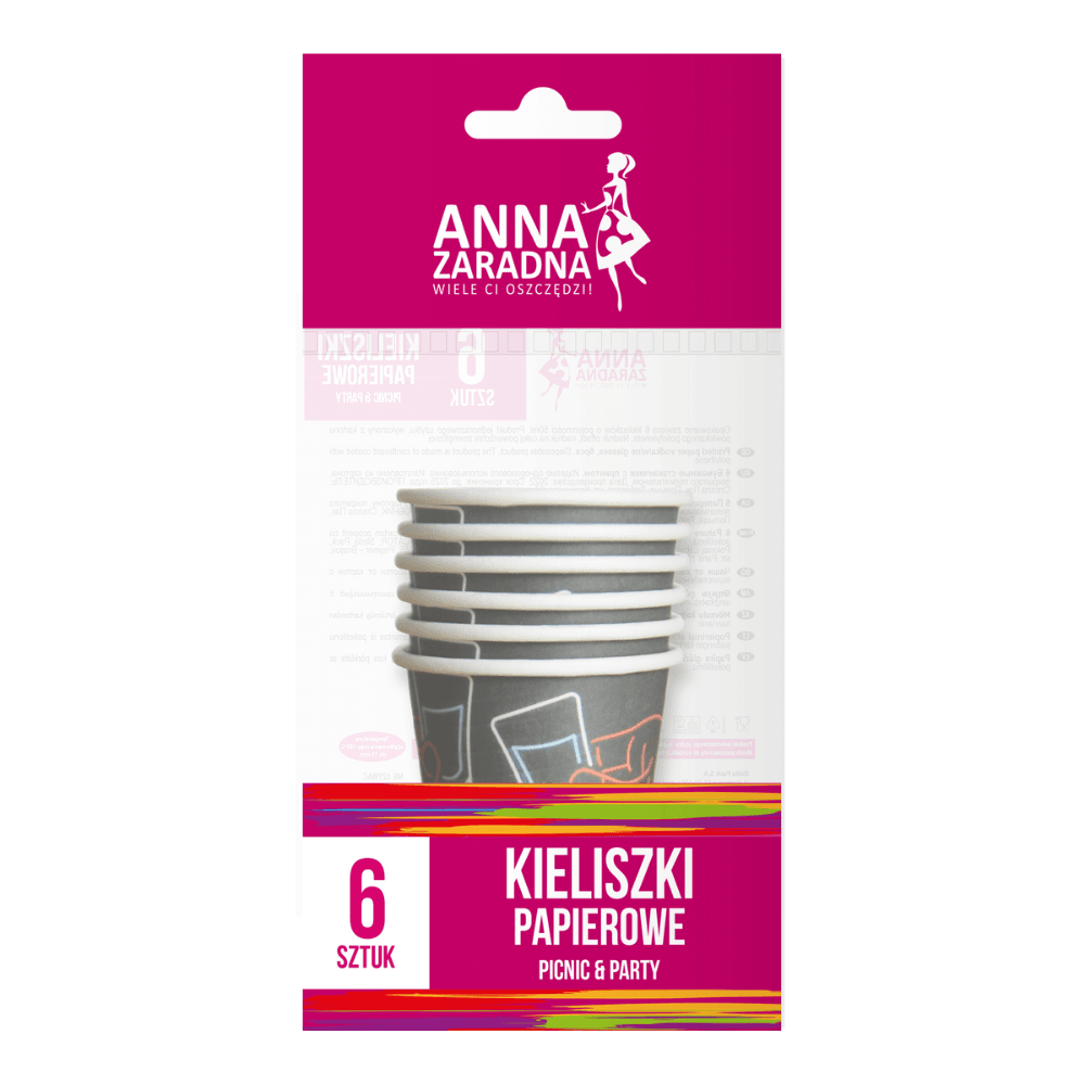 ANNA ZARADNA PICNIC & PARTY Kieliszki papierowe 6 szt.