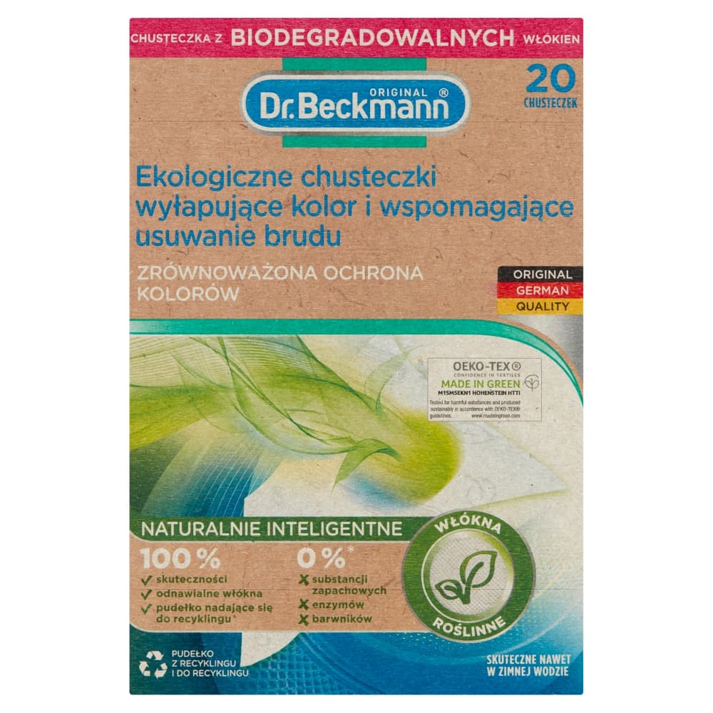 DR. BECKMANN Ekologiczne chusteczki wyłapujące kolor i wspomagające usuwanie brudu 20 szt.