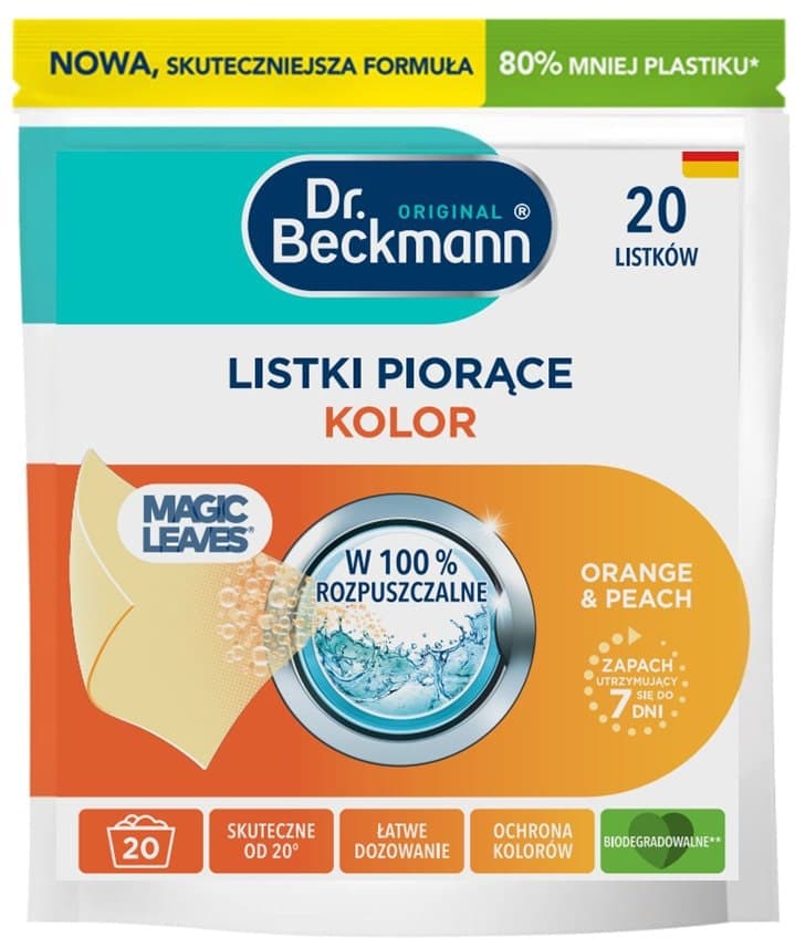 DR. BECKMANN Listki piorące kolor Orange & Peach 20 szt. 80 g