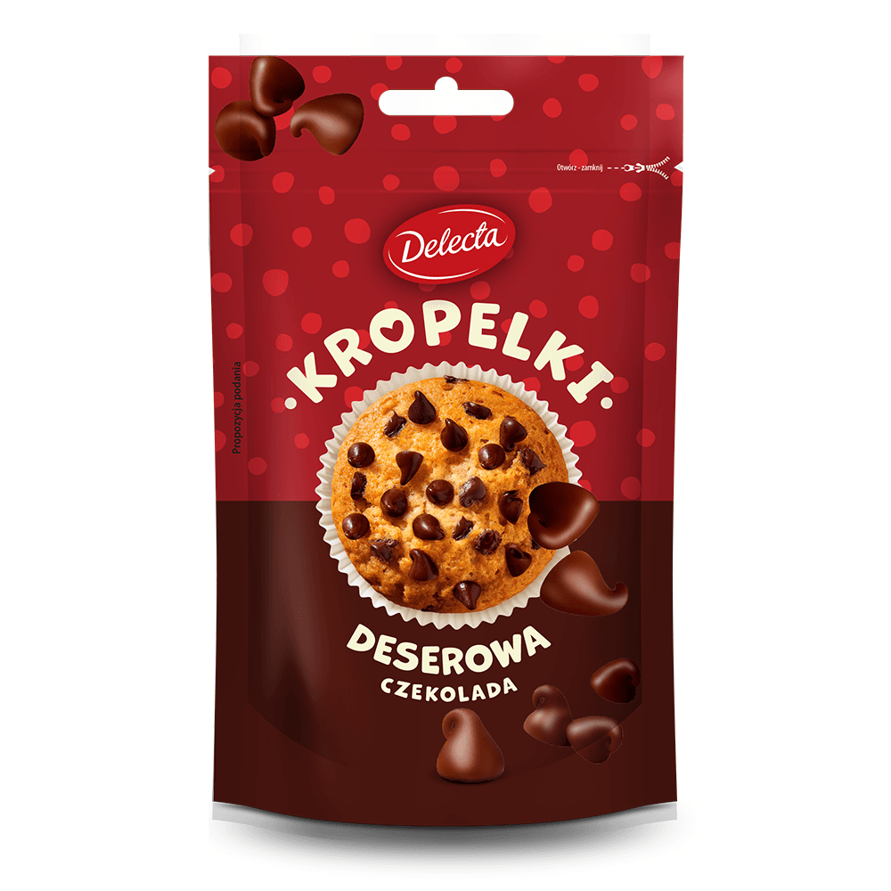 DELECTA Kropelki z czekolady deserowej 80 g