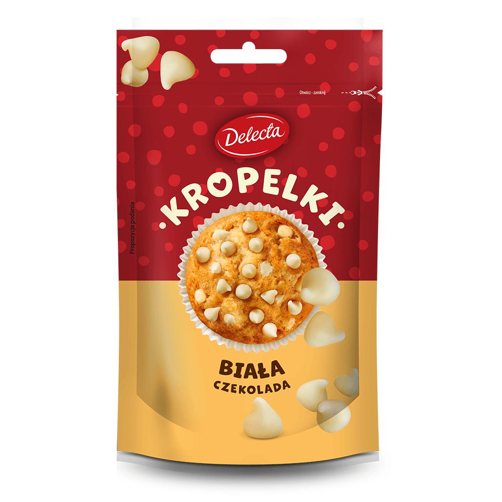 DELECTA Kropelki mix z czekolady mlecznej białej i deserowej 80 g