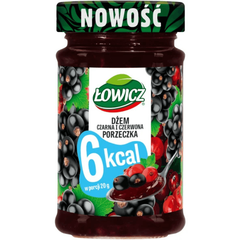 ŁOWICZ Dżem czarna i czerwona porzeczka niskokaloryczny 200 g