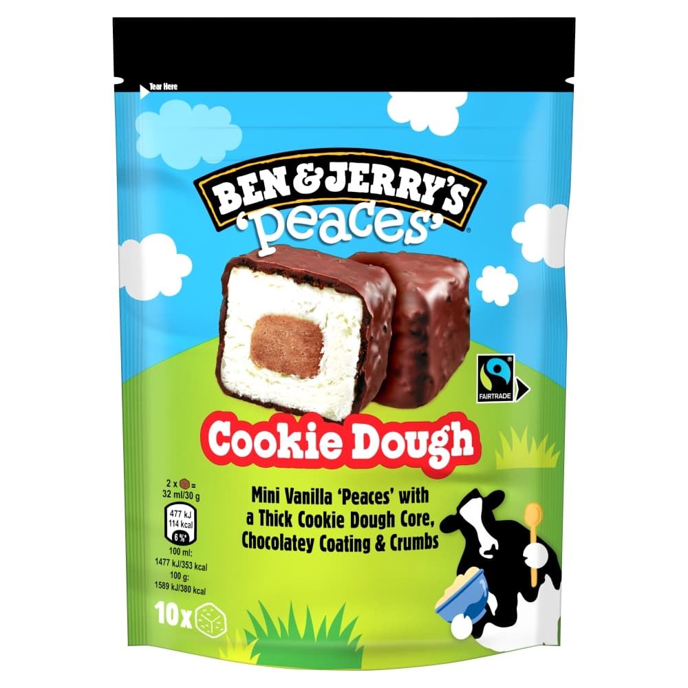 BEN&JERRY'S PEACES Lody waniliowe z kawałkami ciastek i polewą czekoladową Cookie Dough 160 ml