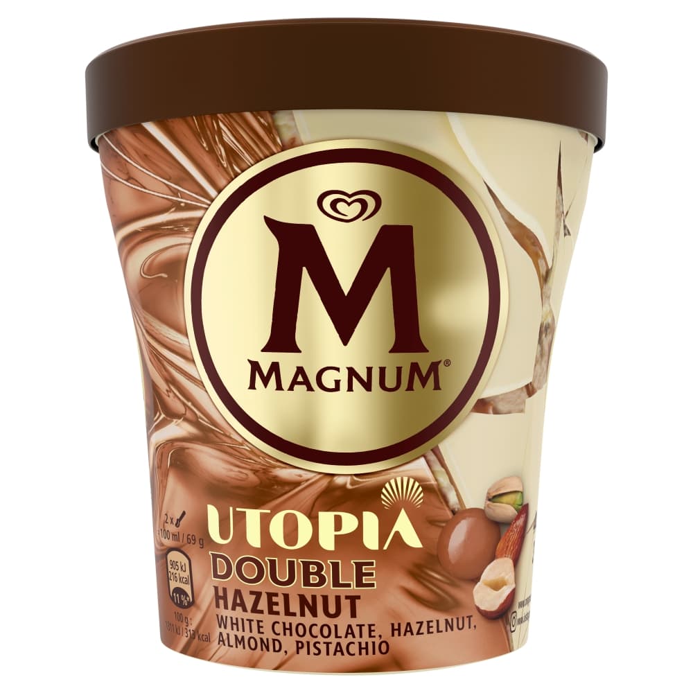 MAGNUM Lody o smaku orzechowym z czekoladą Utopia Double Hazelnut w kubku 440 ml