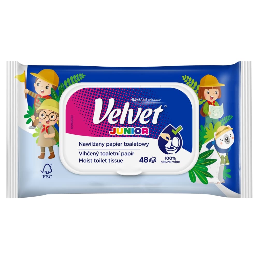 VELVET Papier toaletowy nawilżany Junior 48 listków