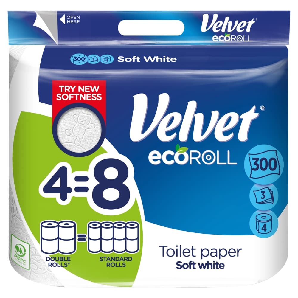 VELVET Papier toaletowy Ecoroll Soft White 4 rolki
