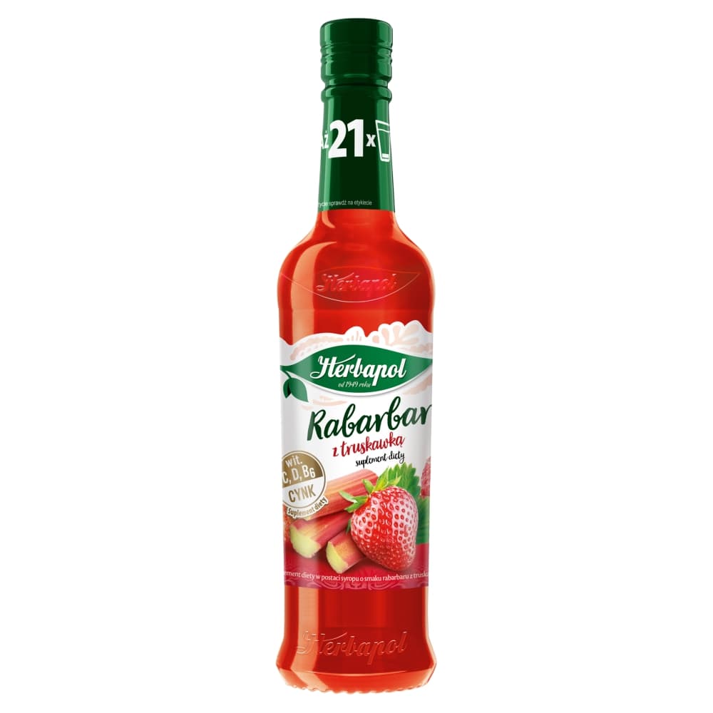 HERBAPOL Syrop o smaku rabarbaru i truskawki 420 ml