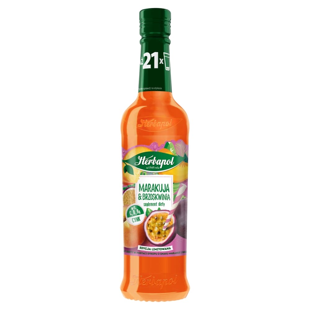 HERBAPOL Syrop o smaku marakuja z brzoskwinią 420 ml