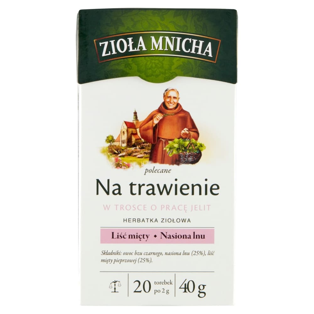 HERBAPOL ZIOŁA MNICHA Herbata ziołowa w torebkach na trawienie (20x2 g) 40 g