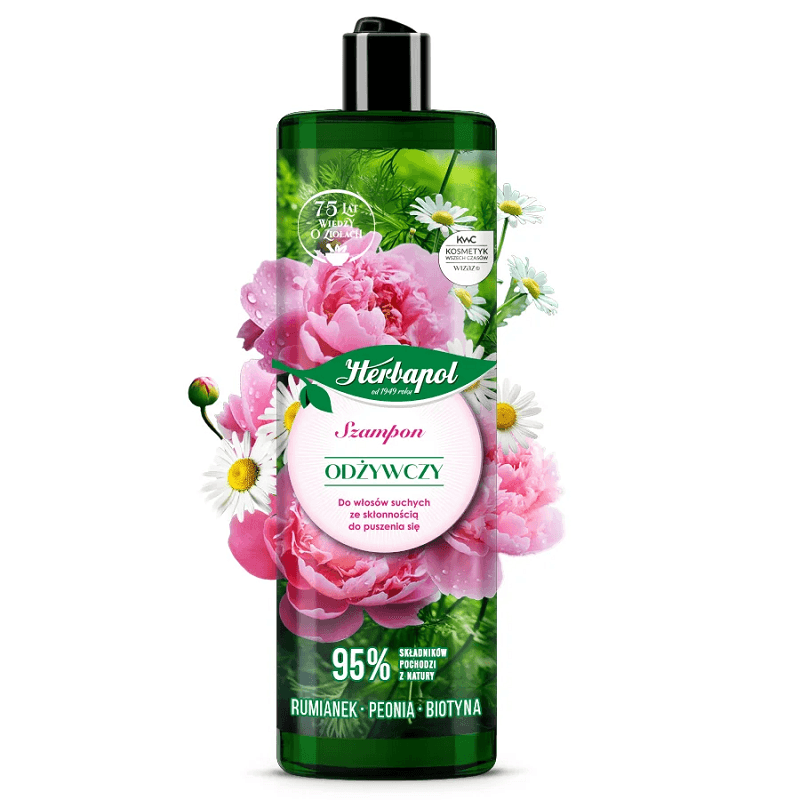 KOSMETYKI HERBAPOL Szampon do włosów odżywczy rumianek peonia biotyna 400 ml