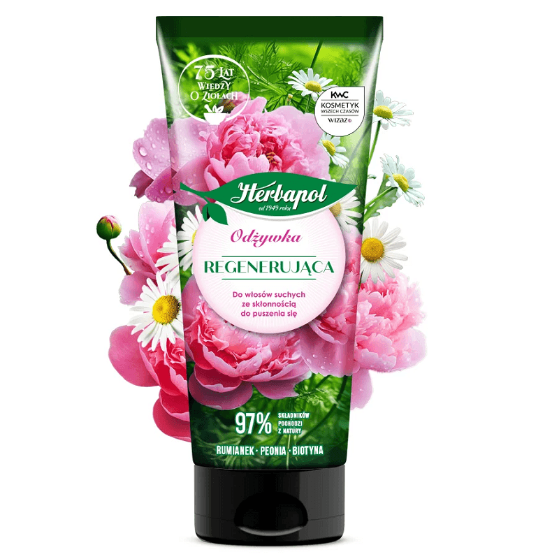 KOSMETYKI HERBAPOL Odżywka do włosów regenerująca rumianek peonia biotyna 200 ml
